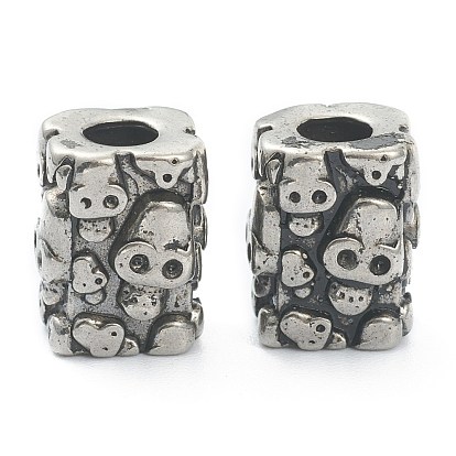 304 Stainless Steel Beads, Cuboid & Skull