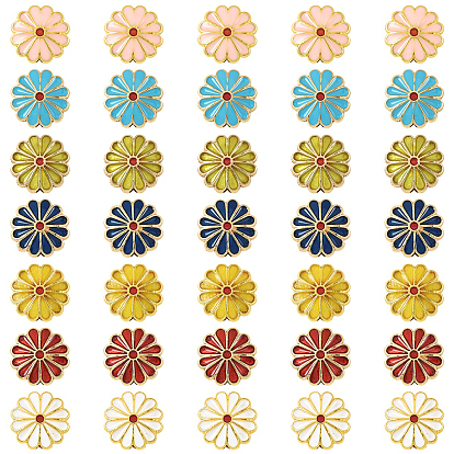 35 шт 7 цвета сплава эмалевые бусины, золотые, цветок