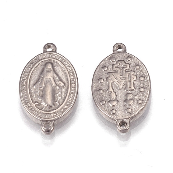 304 Stainless Steel Links Connectors, Oval with Jesus, for Easter