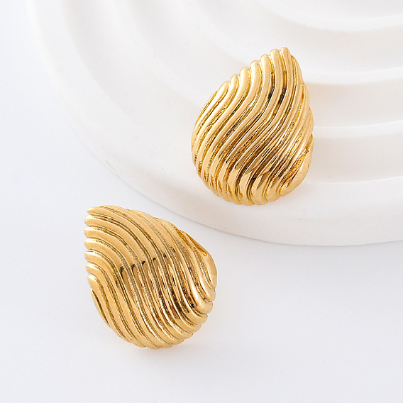 3 пары серег-гвоздиков из нержавеющей стали с текстурой в форме капли