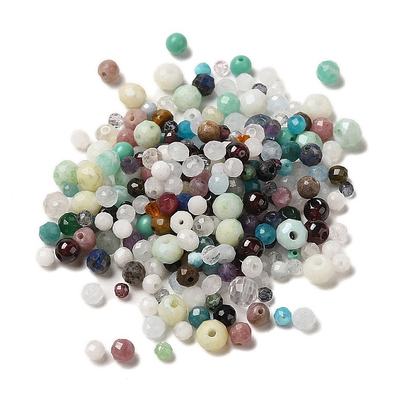 Natural Mixed Gemstone Beads, Faceted, Round, Mixed Dyed and Undyed