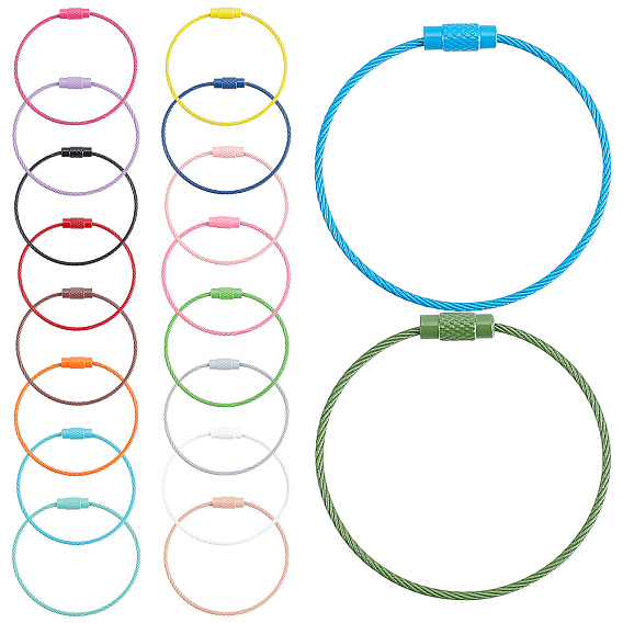 36Pcs 18 Color Spray Painted 201 Stainless Steel Wire Bangle Making, with Screw Clasp, Nice for DIY Jewelry Making