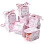 Flower Printed Paper Candy Boxes with Ribbon, Square