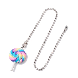 Lollipop Resin Ceiling Fan Pull Chain Extenders, with Iron Ball Chains