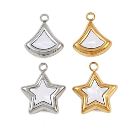 304 подвески из синтетических ракушек из нержавеющей стали, подвески в виде веера/звезды, белые