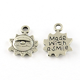 Tibetan Style Alloy Pendants, Sun, Cadmium Free & Lead Free, 15.5x11.5x2mm, Hole: 2mm, about 1050pcs/1000g