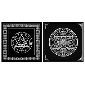 Non-woven Tarot Tablecloth for Divination, Tarot Card Pad, Pendulum Magic Pentacle Runes Cloth, Square, Black, Constellation/Star of David Pattern