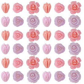 60 шт. 6 стили крашеные синтетические коралловые резные бусины, цветок