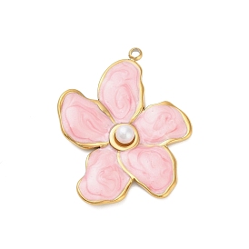 304 подвески из нержавеющей стали, с эмалью и пластиковой имитацией жемчуга, золотые