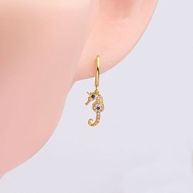 925 Sterling Silver Seahorse Earrings with Zirconia Stones - Unique and Versatile Women's Ear Jewelry
