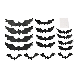 Halloween Theme PVC Plastic Artificial 3D Bat Decorations, with Adhesive Sticker, for Fridge or Wall Decorations
