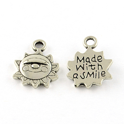 Tibetan Style Alloy Pendants, Sun, Cadmium Free & Lead Free, 15.5x11.5x2mm, Hole: 2mm, about 1050pcs/1000g