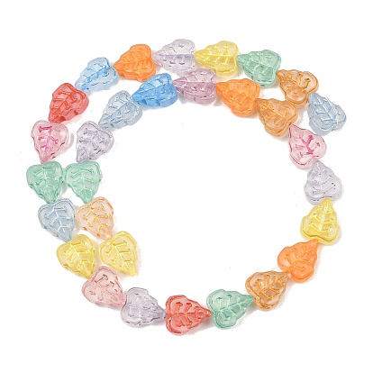 Baking Paint Transparent Glass Beads, Leaf