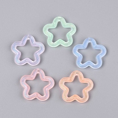 Прозрачные светящиеся акриловые подвески, с блеском порошок, звезда