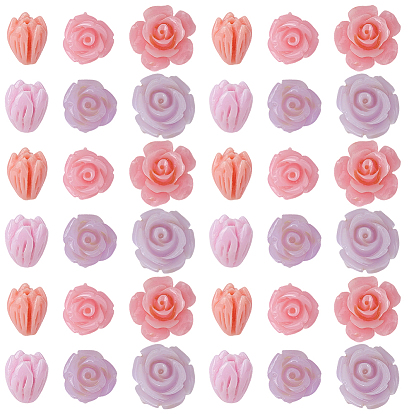 60 шт. 6 стили крашеные синтетические коралловые резные бусины, цветок