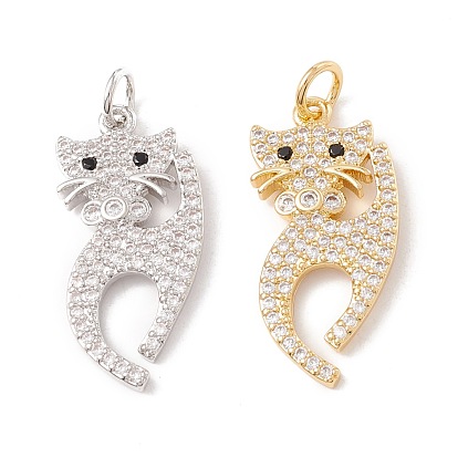 Латунные микро проложить кубического циркония подвески, с прыжковых колец, без кадмия и без свинца, долговечный, кошка