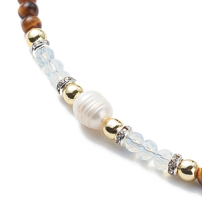 Natural Mixed Gemstone & Pearl & Opalite Beaded Necklace for Women