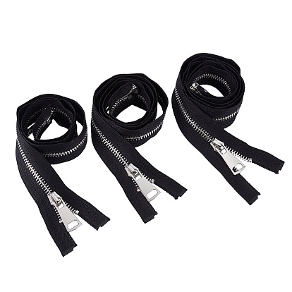 Nylon Garment Accessories, Zip-fastener Component Sets, Nylon and Brass Zipper & Alloy Zipper Puller, Platinum