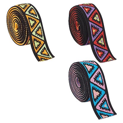 9 ярды 3 цвета плоская эластичная лента из полиэстера в этническом стиле, треугольный жаккардовый эластичный шнур, аксессуары для одежды