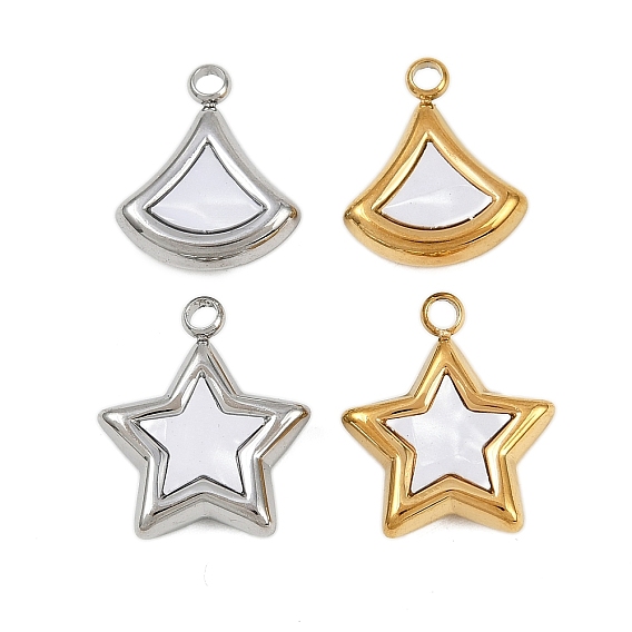 304 подвески из синтетических ракушек из нержавеющей стали, подвески в виде веера/звезды, белые