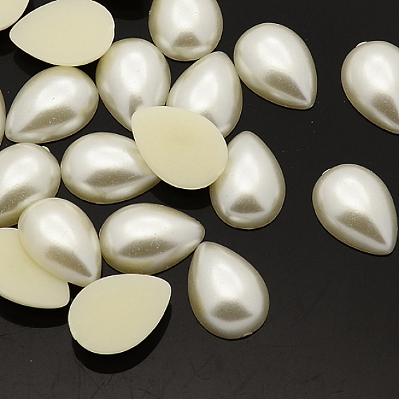 ABS Plastic Imitation Pearl Cabochons, Dyed, Drop, 13x8x4mm