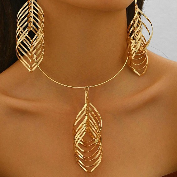 Комплекты из чокеров и висячих серег из сплава листьев
