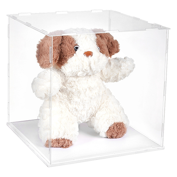 Акриловые коробки дисплея, пылезащитные чехлы, с черной основой, для моделей, строительные блоки, держатели для кукол, квадратный