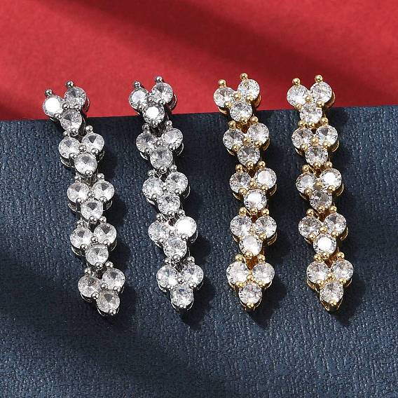 Плоские круглые серьги-гвоздики из латуни с микропаве и прозрачным фианитом, долговечный, стойки покрытие, без свинца и без кадмия