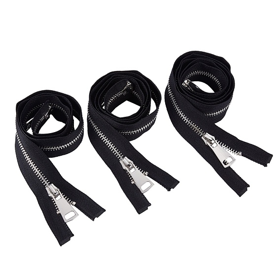 Nylon Garment Accessories, Zip-fastener Component Sets, Nylon and Brass Zipper & Alloy Zipper Puller, Platinum