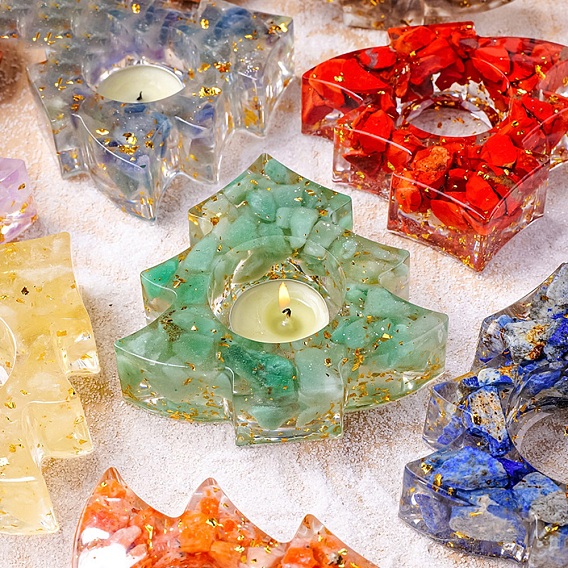 Подсвечник из смолы и драгоценных камней в виде рождественских елок, товары для украшения дома