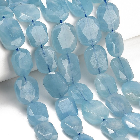 Естественно аквамарин окончил бисер пряди, прямоугольные, граненые