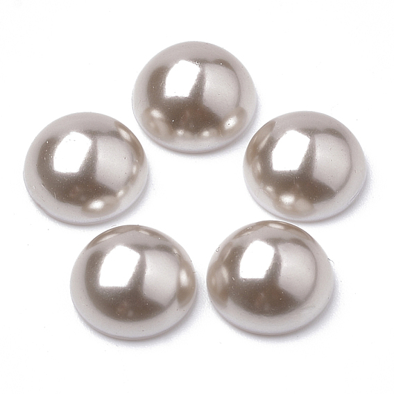 Eco-Friendly Plastic Imitation Pearl Cabochons, High Luster, Grade A, Half Round