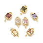 Латунные подвески-коннекторы с квадратными фианитами, инкрустированные кубическим цирконием, золотые, стойки покрытие, без кадмия и без свинца, долговечный