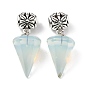 Opalite European Dangle Charms, Large Hole Pendants, with Antique Silver Alloy Findings, Cone
