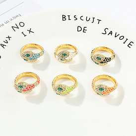 Кольца-манжеты из цинкового сплава со змеиной эмалью и стразами для женщин, золотые