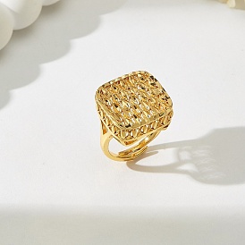 Полые квадратные латунные открытые кольца-манжеты для женщин