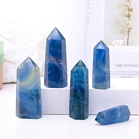 Natural Blue Fluorite Pointed Prism Bar Home Display Decoration, Healing Stone Wands, for Reiki Chakra Meditation Therapy Decos, Faceted Bullet