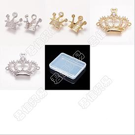 CHGCRAFT 8Pcs 4 Style Brass Micro Pave Clear Cubic Zirconia Links Connectors, Crown