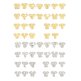 Brass Letter Open Cuff Rings for Women, Adjustable