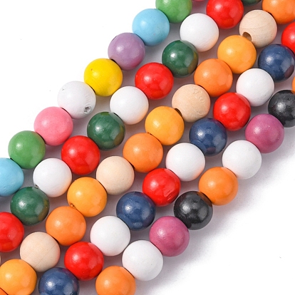 5 Strands 5 styles Halloween Spray Painted Natural Wood Beads Strands, Round