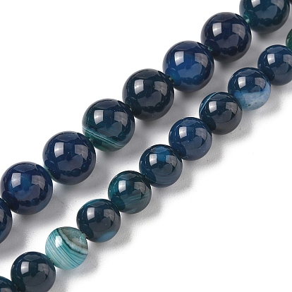 Натуральные полосатые агатовые бусы, окрашенная и подогревом, круглые, класс А