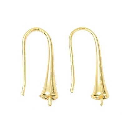 Rack Plating Brass Earring Hooks, for Half Drilled Beads, Long-Lasting Plated, Lead Free & Cadmium Free