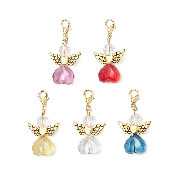 Подвеска в виде ангела из прозрачного стекла, с цинковым сплавом застежками омаров коготь