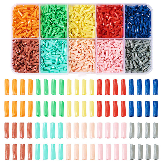 80g 10 цвета запекаемый окрашенный стеклярус витой, круглое отверстие