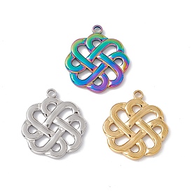 Ion Plating(IP) 201 Stainless Steel Pendants, Flower Charms