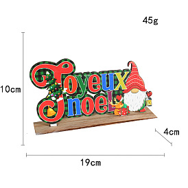 Santa Claus with Word Joyeuxnoel Wooden Display Decorations, for Christmas Party Gift Home Decoration