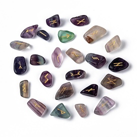 Cabujones de piedras preciosas, runas talladas / futhark / futhorc