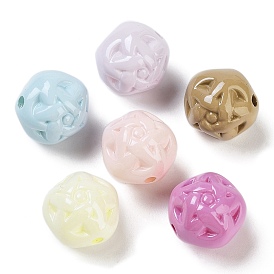 Opaque ABS Plastic Beads, Round with Star