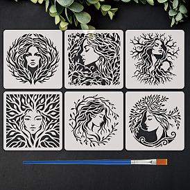 6Stück 6Stile Mandala Blume Haustier aushöhlen Zeichen-Malschablonen, für DIY Sammelalbum, Fotoalbum
