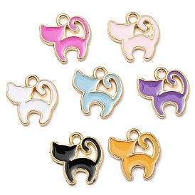 Alloy Charms, with Enamel, Golden, Cadmium Free & Nickel Free & Lead Free, Cat Shape Charms